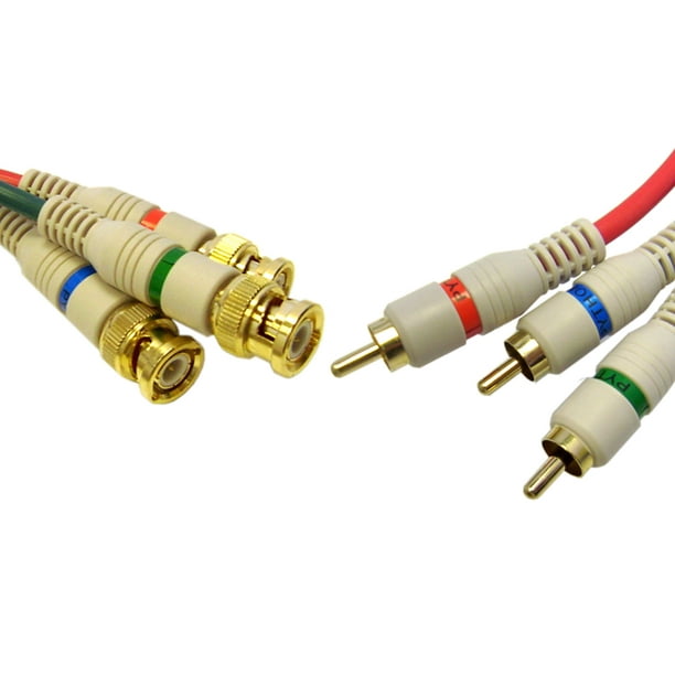 25 FT BNC Component Cable RGB Ivory 3 Male to 3 Male HDTV Video Double Shielding Python HDTV 3-BNC to 3-BNC Male 75 Ohm Gold Y//Pr//Pb Pro Grade Color Coded Digital Signal Jumper